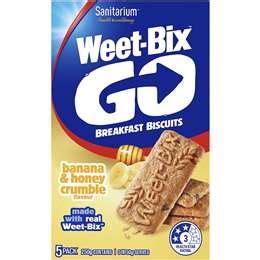 Weet - Bix Weet-bix Go Banana & Honey Crumble Breakfast Biscuits 50g X5 Pack | Woolworths