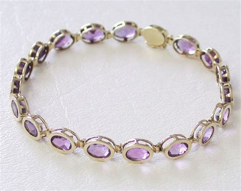 Fashionable 14k Yellow Gold Amethyst Bracelet Yellow Gold Amethyst