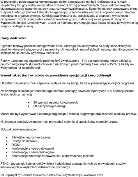 Program Specjalizacji Z Neurochirurgii Pdf Darmowe Pobieranie