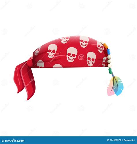 Cartoon Pirate Captain Bandana With Human Skulls Stock Vector