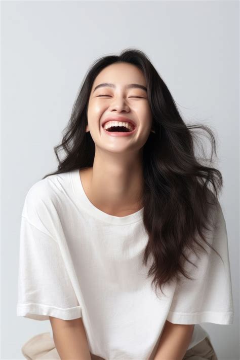 Asian Woman Carefree Laughing Smile Free Photo Rawpixel