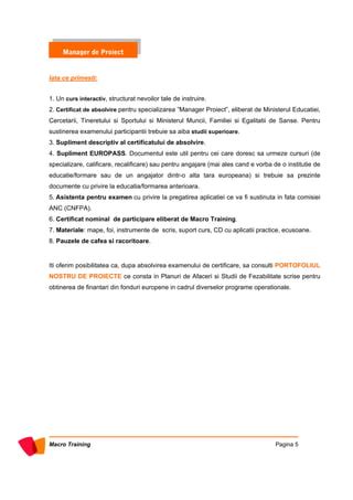 Cursuri Manager De Proiect PDF