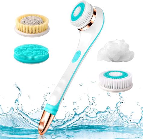 Body Brush Rechargeable Electric Body Brush With 4 Brush Heads Long