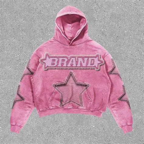 Aldigoods Fall Outfits Aesthetic Harajuku Pink Stars Print Hoodies