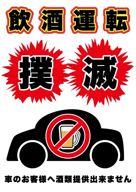 飲酒運転撲滅、車のお客様に酒類提供しませんの張り紙 フリー張り紙素材 はりがみや