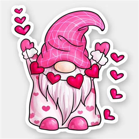 Cute Gnome With Heart Valentine S Day Sticker Zazzle Valentines Diy