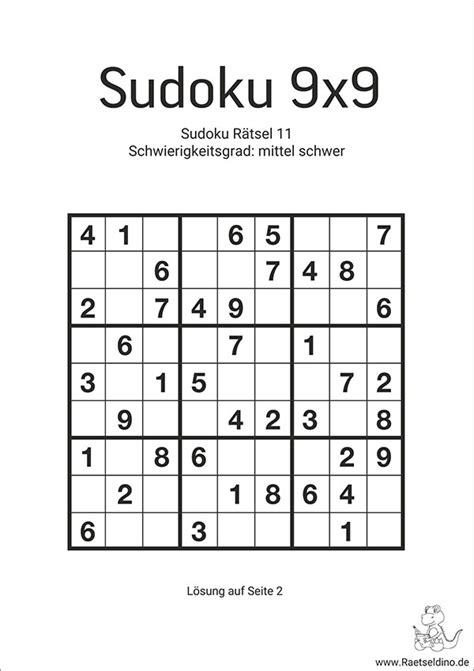 Sudoku mit Lösung mittel schwer