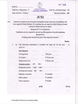 CA Final OLD Financial Reporting Question Paper May 2019 PDF InstaPDF