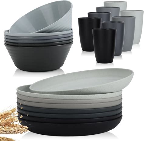 Amazon Wrova Wheat Straw Bowls And Plates Bundle With Cups