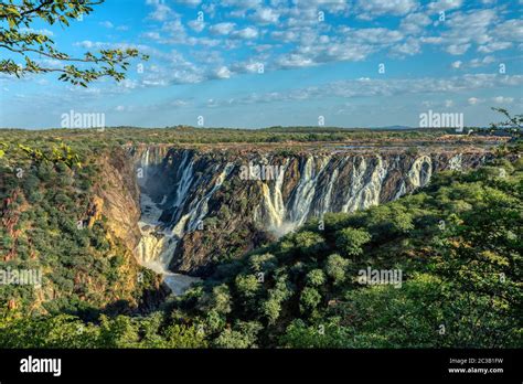 landscape of Ruacana Falls on the Kunene River in Northern Namibia and ...