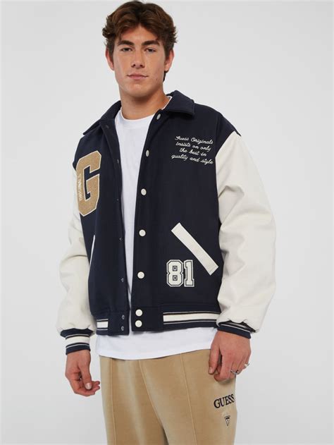 Guess Originals Ivan Wool Blend Letterman Jacket Guess