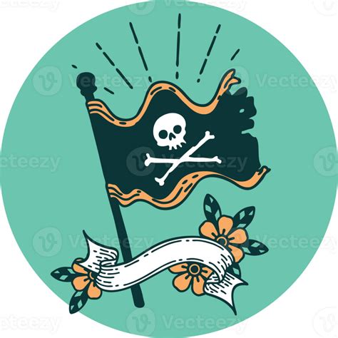 icon of a tattoo style waving pirate flag 39888777 PNG