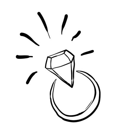 Handdrawn Doodle Diamond Ring Illustration Cartoon Style Vector