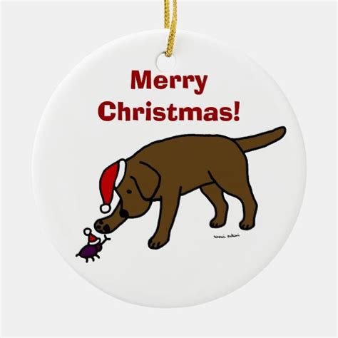 Personalized Chocolate Lab Christmas Santa Hat Ceramic Ornament