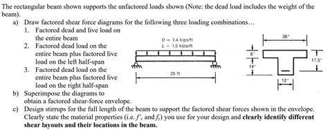 Solved The Rectangular Beam Shown Supports The Unfactored Loads Shown