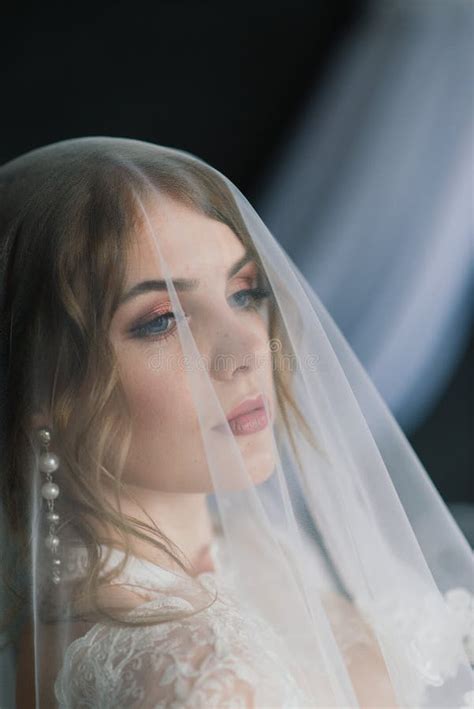 Beautiful Girl Brunette In White Underwear Posing In A Room In The Interior Stock Photo Image
