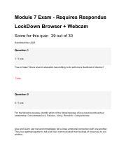 PSYC 140 Module 7 LockDown Exam Pdf Module 7 Exam Requires