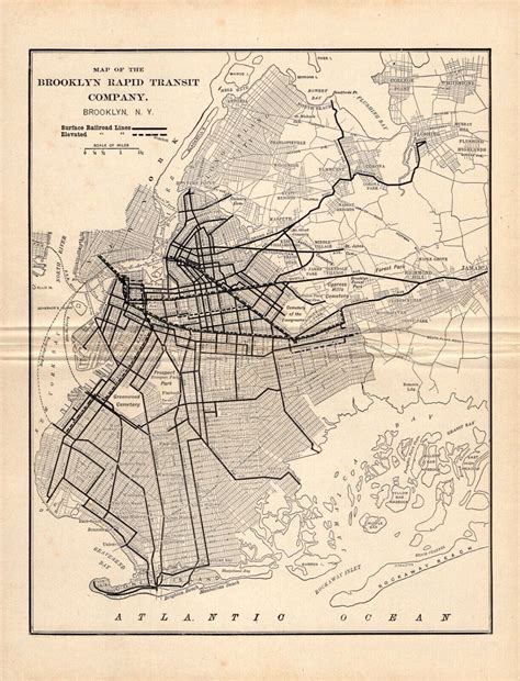 1901 Antique Brooklyn Rapid Transit Map Street Railway System Map 1534