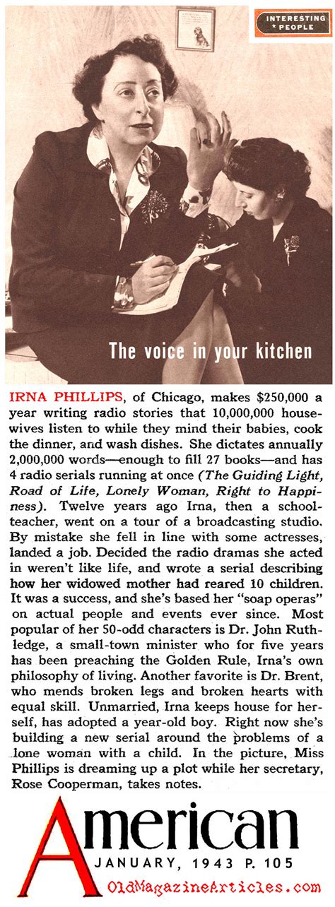 IRNA PHILLIPS MOTHER OF SOAP OPERAS | MOTHER OF RADIO SOAP OPERAS ...