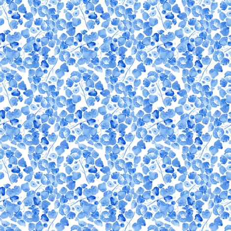 Seamless Blue Flower Pattern Fabric Magic Pencil Spoonflower