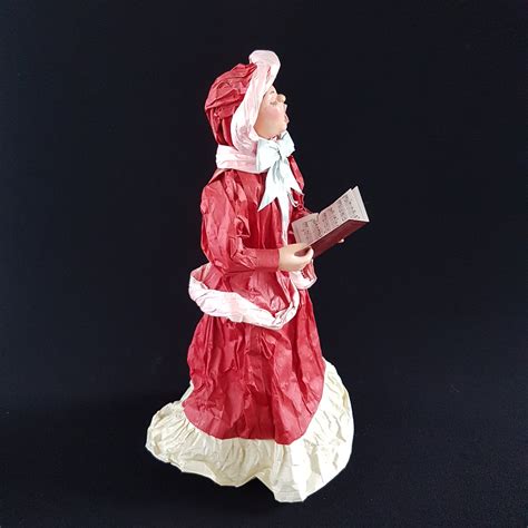 Victorian Christmas Caroler Figurine Vintage Paper Mache Dickens Carolers