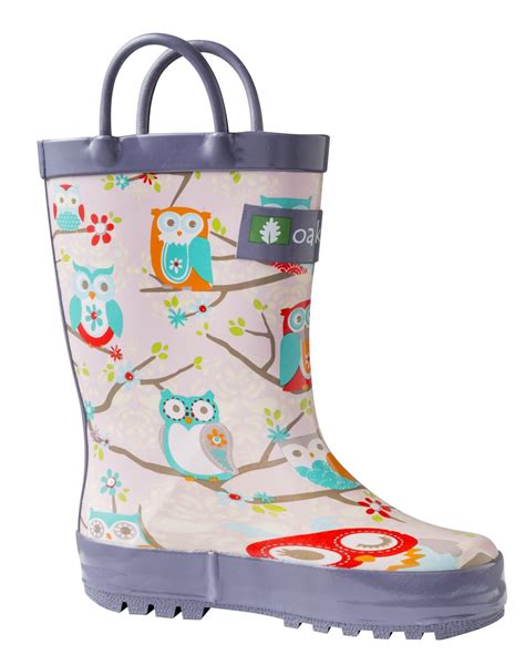 OAKI Kids Waterproof Rubber Rain Boots with Easy-On Handles, Yellow, Size - Best Babymart