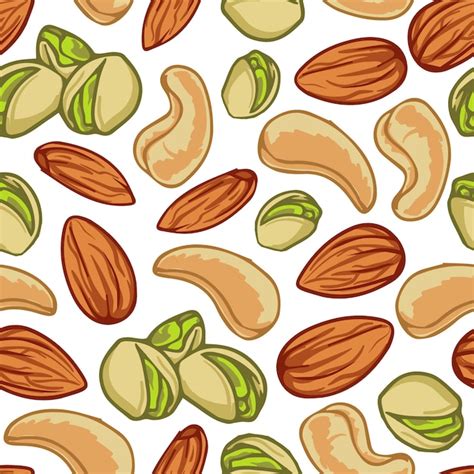 Premium Vector Cashew Nuts Almond And Pistachios Seamless Pattern