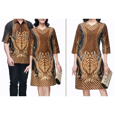 Jual Batik COKLAT Couple Dress JUMBO MODERN Sarimbit Dress JUMBO Dress