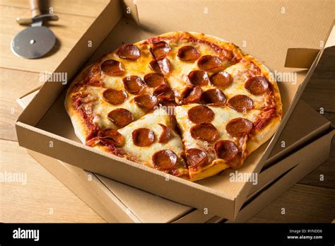 Take Out Pizza in a Box Ready to Eat Stock Photo - Alamy