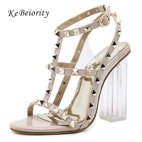 Kebeiority Women Roman Sandals Summer 2018 Fashion Rivet T Strap High