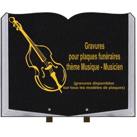 PLAQUE FUNÉRAIRE 35X45 LIVRE SUR PIEDS GRANIT MUSIQUE MUSICIENS