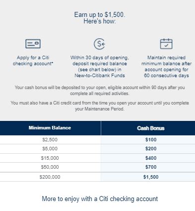 Expired Targeted Citi 100 1 500 Personal Checking Savings Bonus