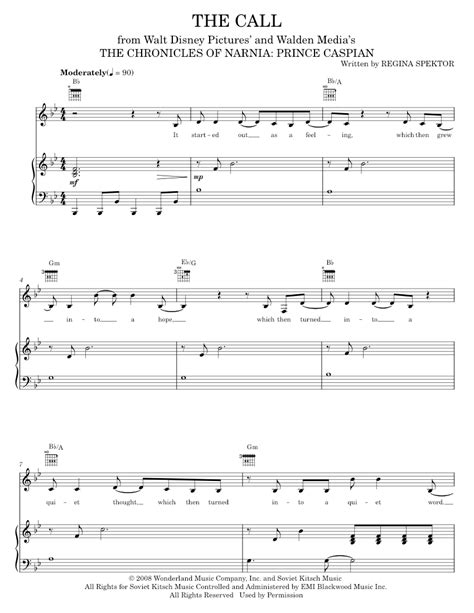 Play Official Version Of The Call Sheet Music By Regina Spektor For Piano Vocals