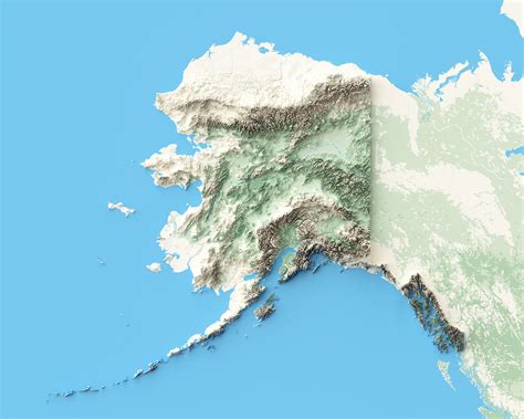 Alaska Elevation Map Shaded Relief Topographic Style - Etsy