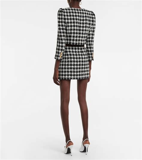 Checked Wool Blend Boucl Miniskirt In Multicoloured Alessandra Rich