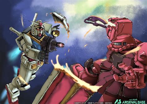 Rx 78 2 And Zaku Ii S Char Custom Gundam And 2 More Drawn By Moyashi