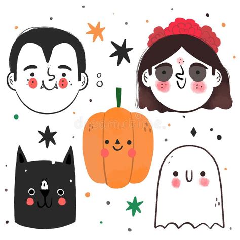 Hand Drawn Halloween Element Collection Vector Illustration Stock