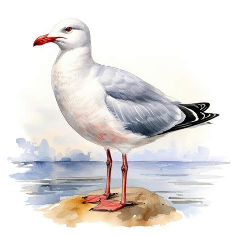 Premium Photo Watercolor Seagull Isolated On White Background