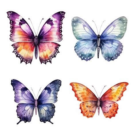 Premium AI Image Four Different Colored Butterflies Are Shown On A