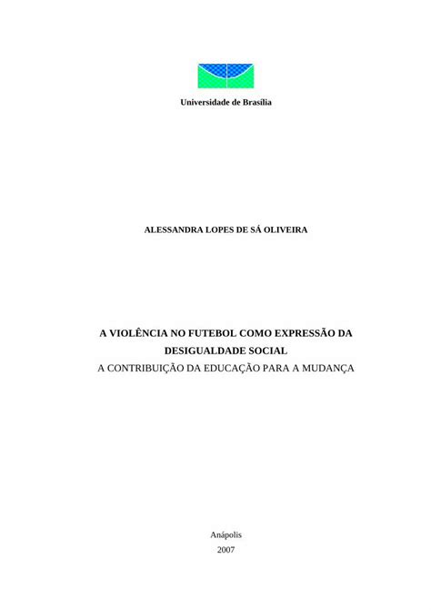 PDF A VIOLÊNCIA NO FUTEBOL COMO EXPRESSÃO DA DESIGUALDADE SOCIAL