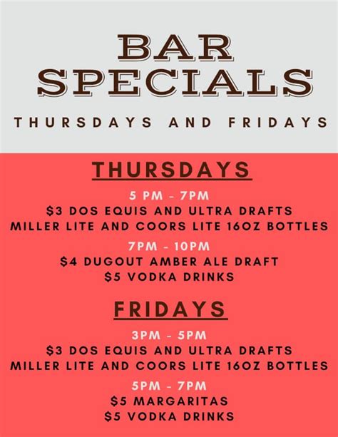 Happy Hour Drink Specials!