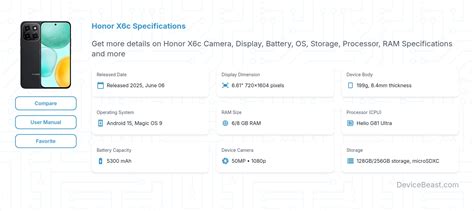 honor xc specifications devicebeastcom