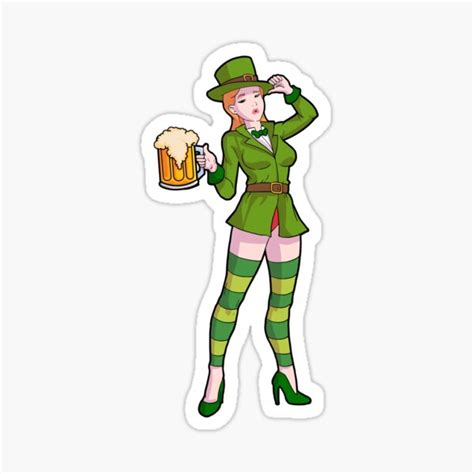 St Patricks Day Design Sexy Irish Pin Up Girl Leprechaun Sticker For