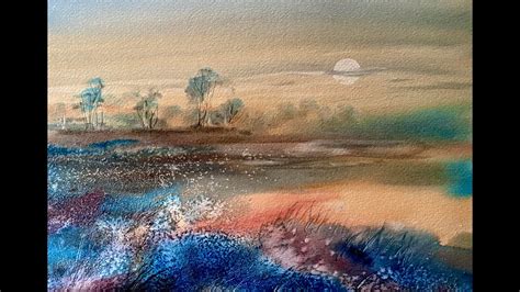 Lois Simple Misty Sunset Watercolor Painting Impressionist