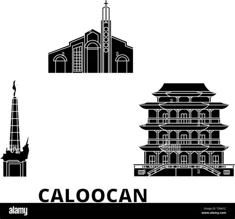 Philippines, Caloocan flat travel skyline set. Philippines, Caloocan ...