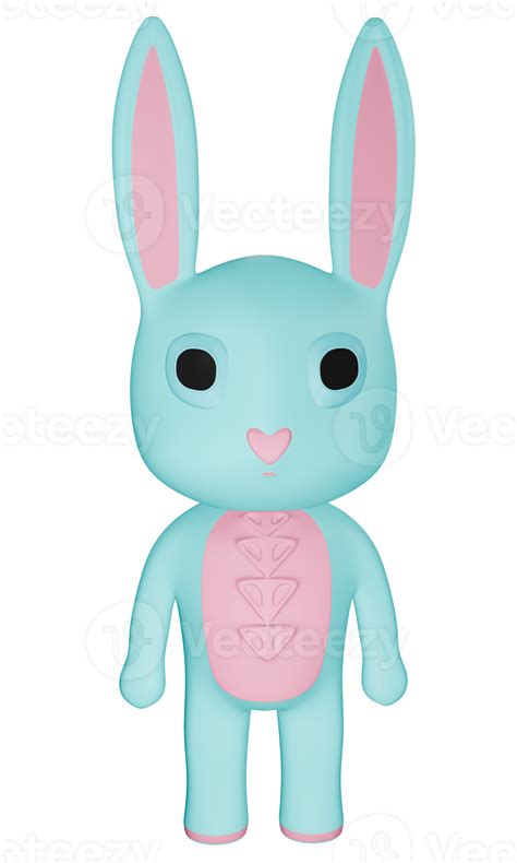 3d Hare Blue Pink 38015351 Png