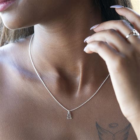 initial necklace silver gold small initial pendant necklace