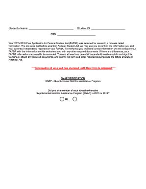 Fillable Online Uakron Snap Verification Worksheet Snap