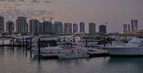 Lusail Marina in Lusail City, Qatar Sunset View Stock Photo - Image of ...