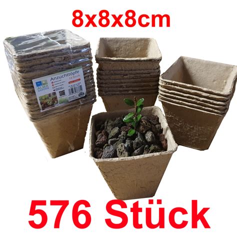 576 Stück Anzuchttöpfe biologisch abbaubar 8x8x8cm Alma Garden Timmi